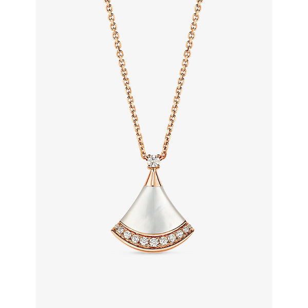 Bvlgari Divas Dream 18ct rose-gold, 0.13ct brilliant-cut diamond and mother-of-pearl pendant necklace