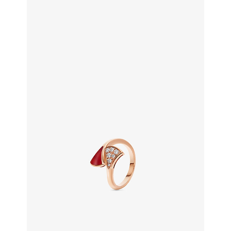 Bvlgari Diva's Dream 18ct rose-gold, carnelian and 0.08ct brilliant-cut diamond ring