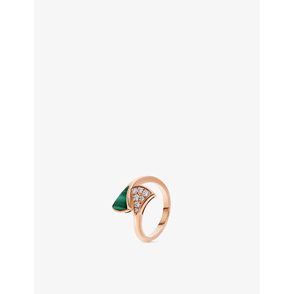 Bvlgari Divas Dream 18ct rose-gold, 0.08ct brilliant-cut diamond and malachite ring