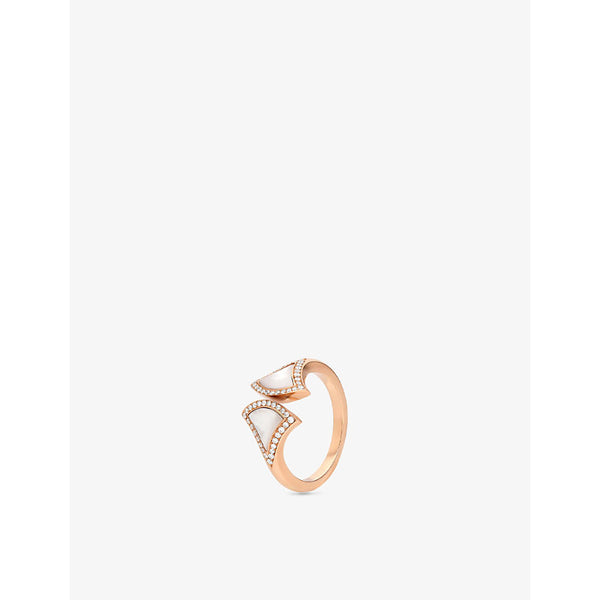 Bvlgari Diva's Dream 18ct rose-gold, mother-of-pearl and 0.17ct brilliant-cut diamond ring