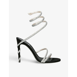 Rene Caovilla Cleo crystal-embellished suede heeled sandals | Rene Caovilla