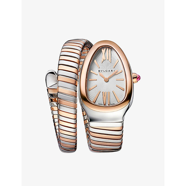 Bvlgari Serpenti Tubogas single-spiral 18ct rose-gold and stainless-steel quartz watch