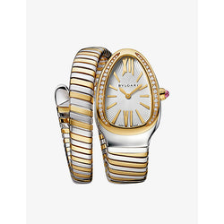 Bvlgari BR858992 Serpenti Tubogas 18ct yellow-gold, stainless steel and brilliant-cut diamond quartz watch