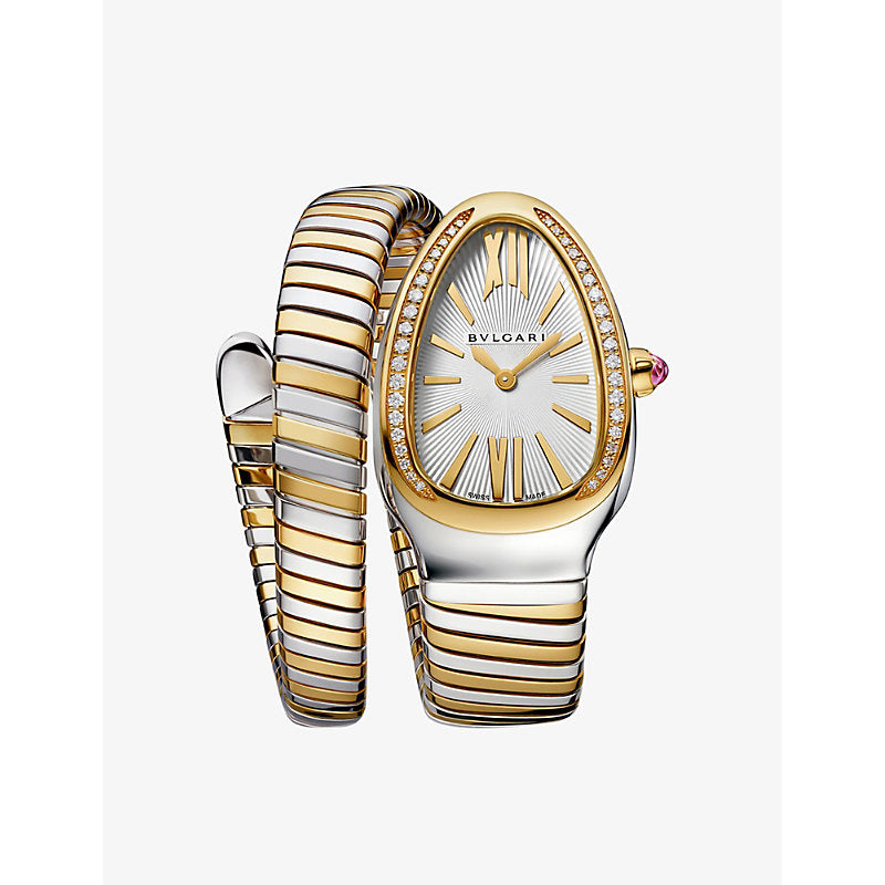 Bvlgari BR858992 Serpenti Tubogas 18ct yellow-gold, stainless steel and brilliant-cut diamond quartz watch