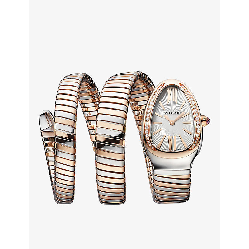 Bvlgari SP35WSPGD.2T Serpenti Tubogas 18ct rose-gold, stainless steel and brilliant-cut diamond quartz watch