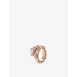 Bvlgari Serpenti Viper 18ct rose-gold, mother-of-pearl, 0.82ct round brilliant-cut diamond ring