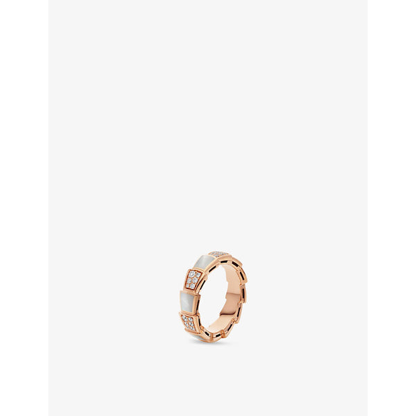 Bvlgari Serpenti Viper 18ct rose-gold, 0.34ct brilliant-cut diamond and mother of pearl ring