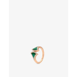 Bvlgari Divas' Dream 18ct rose gold, malachite, and 0.17ct round brilliant-cut diamond ring