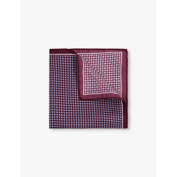 Reiss Bampton geometric-print silk pocket square | LYBSTORE