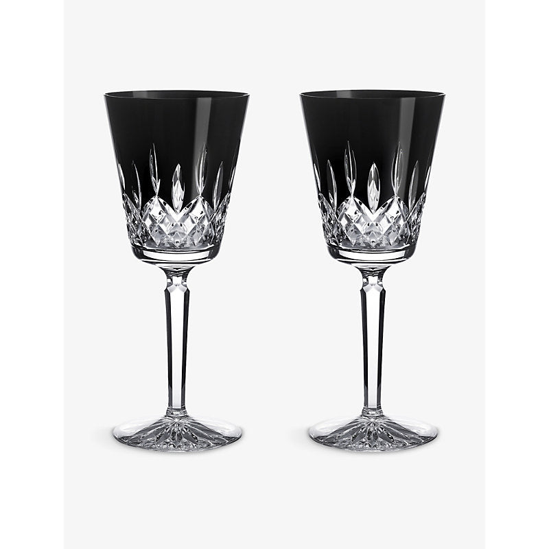 Waterford Lismore Black large crystal goblets set of two