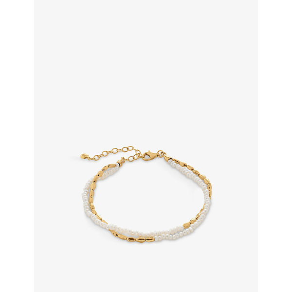 Monica Vinader Mini Nugget 18ct yellow gold-plated vermeil sterling-silver and pearl bracelet