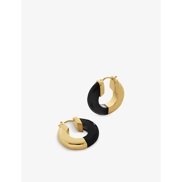 Monica Vinader 18ct yellow gold-plated vermeil sterling-silver and black onyx hoop earrings