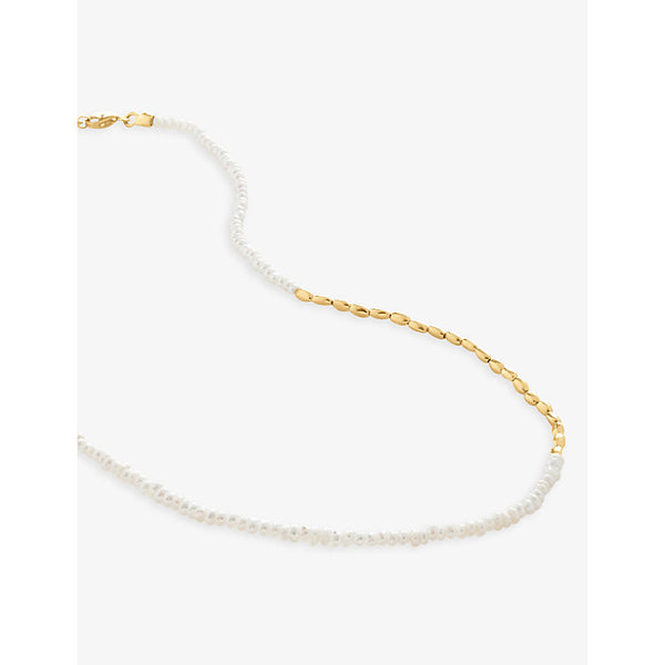 Monica Vinader Mini Nugget 18ct recycled yellow gold-plated vermeil sterling-silver and faux-pearl beaded