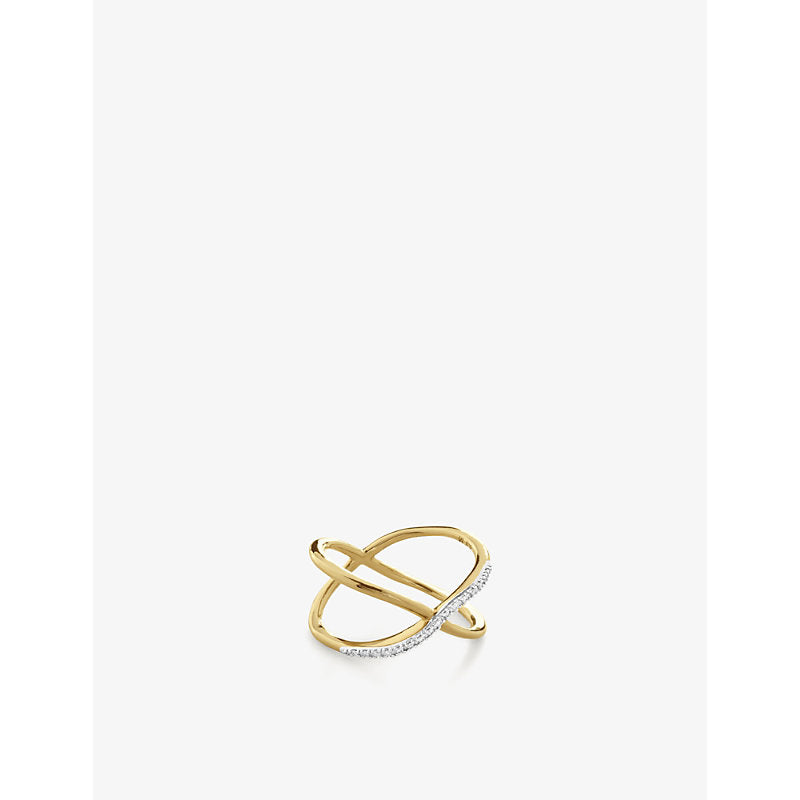 Monica Vinader Riva recycled 18ct yellow-gold vermeil-plated sterling silver and diamond ring