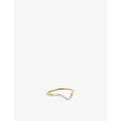 Monica Vinader Riva Diamond Wishbone 18ct recycled yellow gold-plated vermeil sterling silver and 0.04ct diamond ring