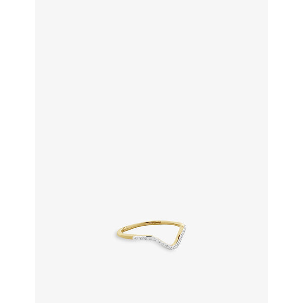 Monica Vinader Riva Diamond Wishbone 18ct recycled yellow gold-plated vermeil sterling silver and 0.04ct diamond ring