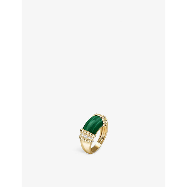 Van Cleef & Arpels Perlée Couleurs 18ct yellow-gold, 0.3ct brilliant-cut diamond and 8.5ct malachite ring