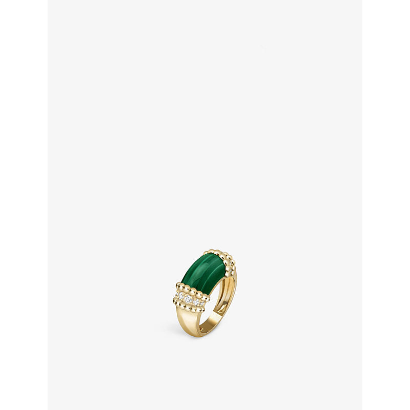 Van Cleef & Arpels Perlée Couleurs 18ct yellow-gold, 0.3ct brilliant-cut diamond and 8.5ct malachite ring