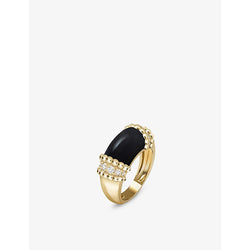 Van Cleef & Arpels Perlée 18ct yellow-gold 0.3 round-cut diamond and onyx ring