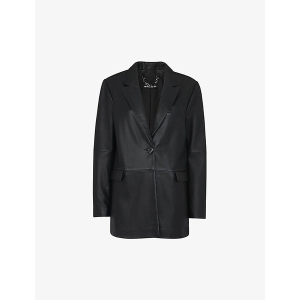 Whistles Stina regular-fit leather blazer jacket