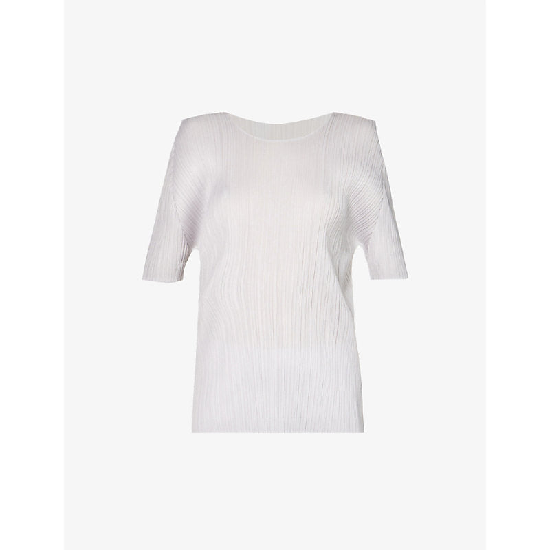  Pleats Please Issey Miyake Basics round neck pleats knitted T-shirt