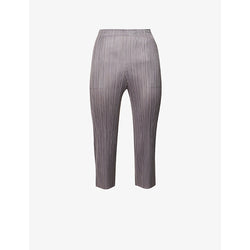  Pleats Please Issey Miyake Pleat cropped straight-leg knitted trousers