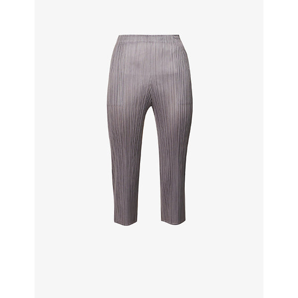  Pleats Please Issey Miyake Pleat cropped straight-leg knitted trousers