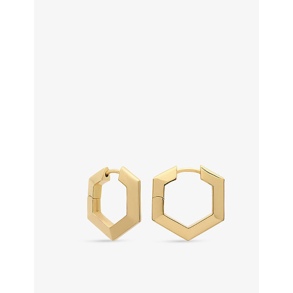 Rachel Jackson Hexagon 22ct yellow gold-plated sterling-silver hoops