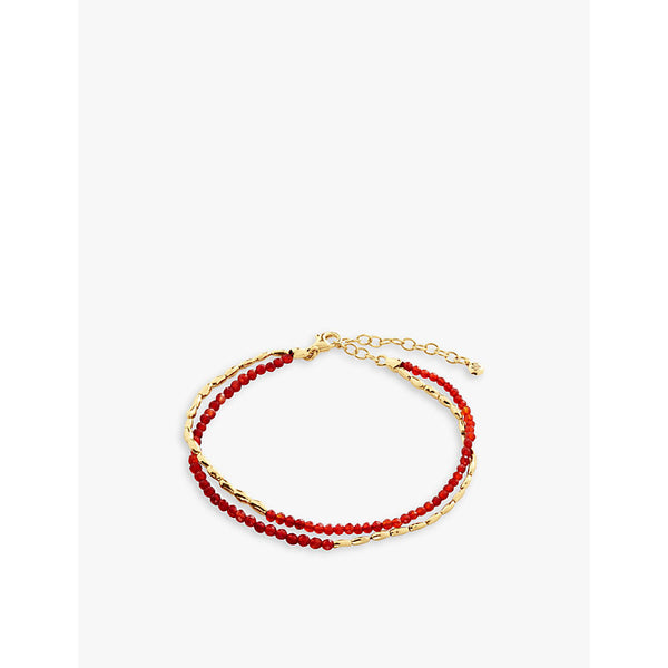 Monica Vinader Mini Nugget 18ct yellow gold-plated vermeil sterling-silver and red onyx bracelet