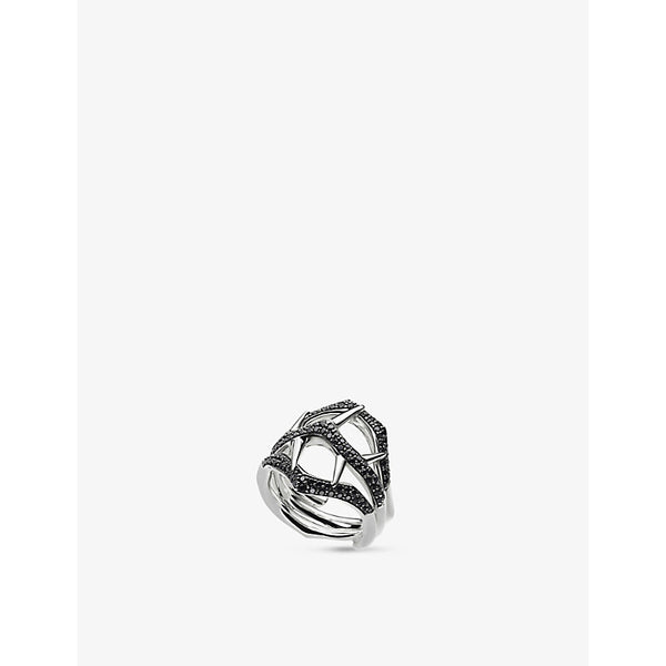 Shaun Leane Blacktorn double branch sterling-silver and black spinel ring