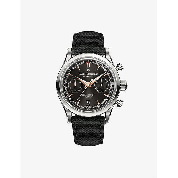 Carl F Bucherer 00.10927.08.33.01 Manero Flyback stainless-steel and woven automatic watch