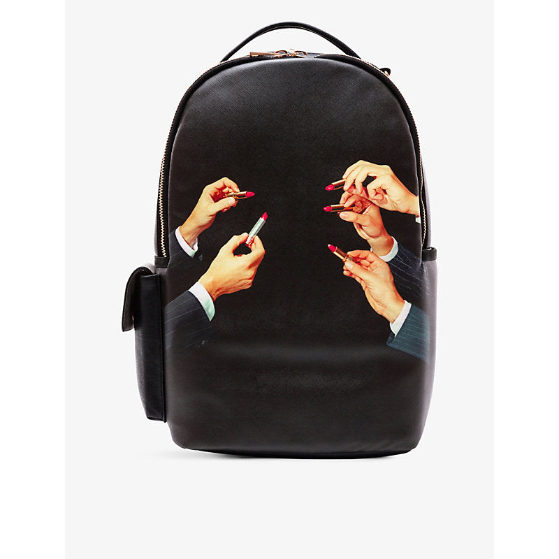 Seletti Wears Toiletpaper Lipstick graphic-print faux-leather backpack | Seletti