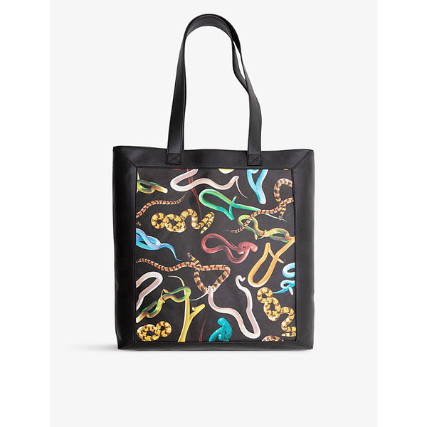 Seletti wears Toiletpaper Snakes canvas and faux-leather tote bag