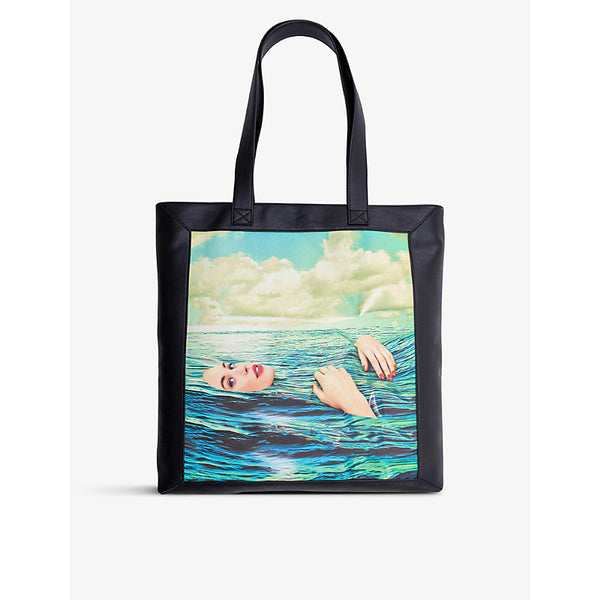 Seletti wears Toiletpaper Seagirl canvas and faux-leather tote bag