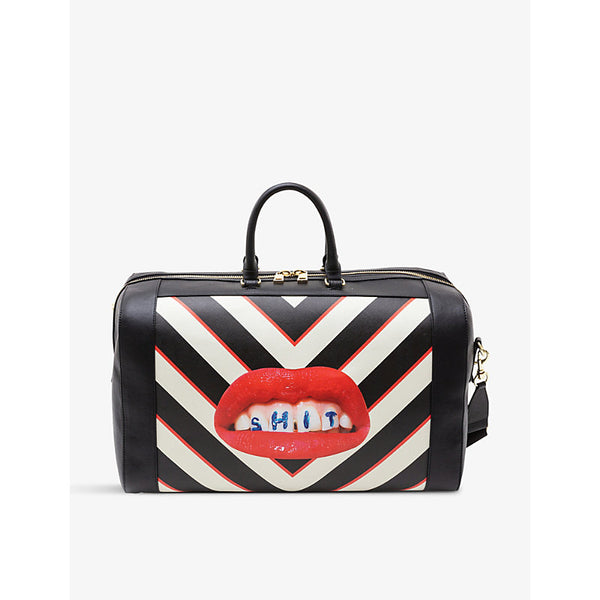 Seletti wears Toiletpaper lipstick-print faux-leather travel bag