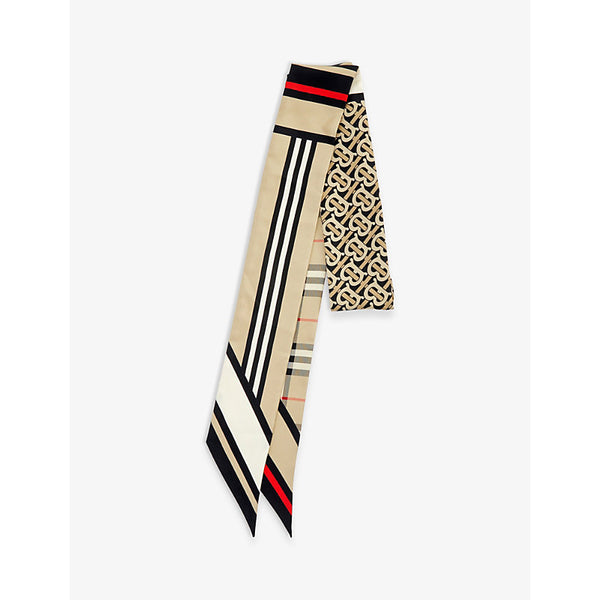 Burberry Silk twill check-print skinny scarf