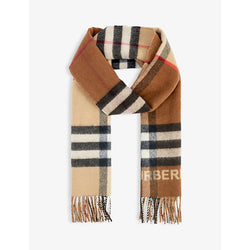  Burberry Contrast check logo-embellished cashmere scarf