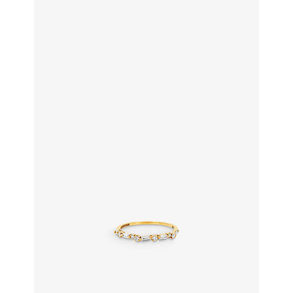 Suzanne Kalan Half-band 18ct yellow gold, 0.17ct baguette and 0.14ct round-cut diamond eternity ring