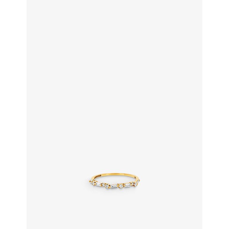 Suzanne Kalan Half-band 18ct yellow gold, 0.17ct baguette and 0.14ct round-cut diamond eternity ring