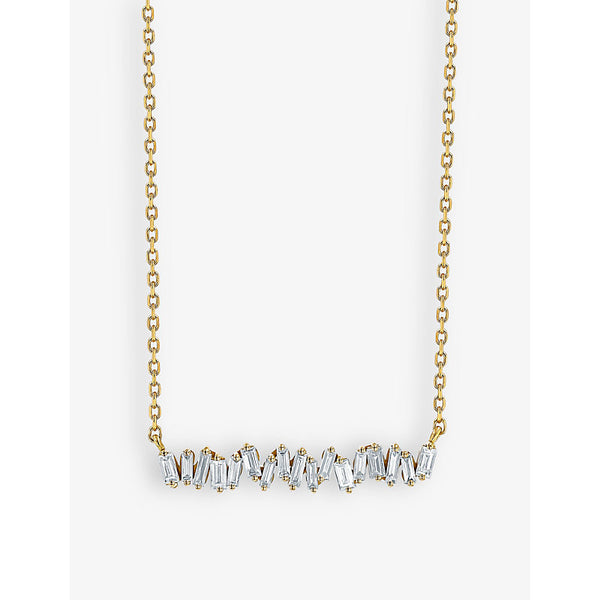 Suzanne Kalan Classic 18ct white-gold and 0.30ct diamond bar necklace