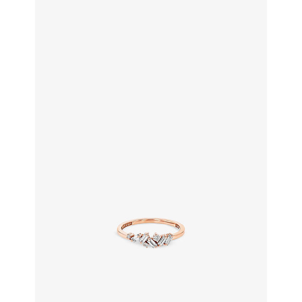 Suzanne Kalan Fireworks 18ct rose-gold, 0.05ct brilliant-cut diamond and 0.26ct baguette diamond ring