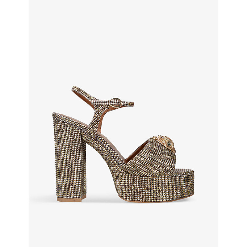 Womens Kurt Geiger London Kensington houndstooth woven platform sandals