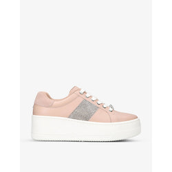 Carvela Connected rhinestone-embellished platform leather trainers