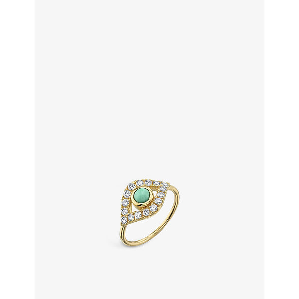 Sydney Evan Evil Eye 14ct yellow-gold and 0.48ct diamond ring