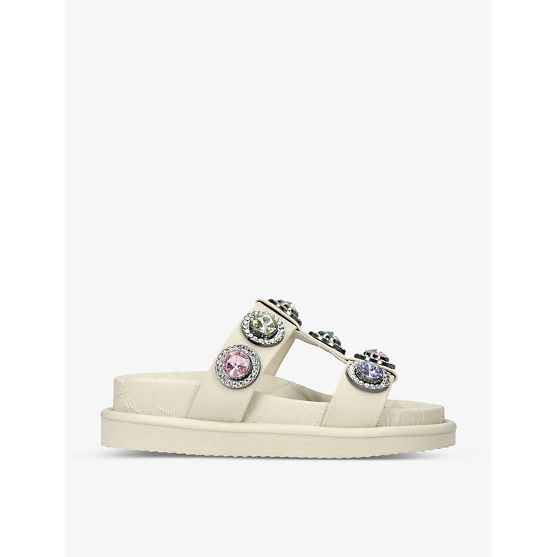 Kurt Geiger London Orson crystal-embellished faux-leather sandal