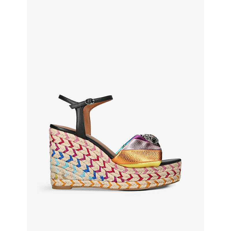 Kurt Geiger London Kensington 105 rainbow-print leather sandals | Kurt Geiger London