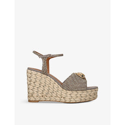 Kurt Geiger London Kensington eagle-embellished houndstooth woven espadrilles