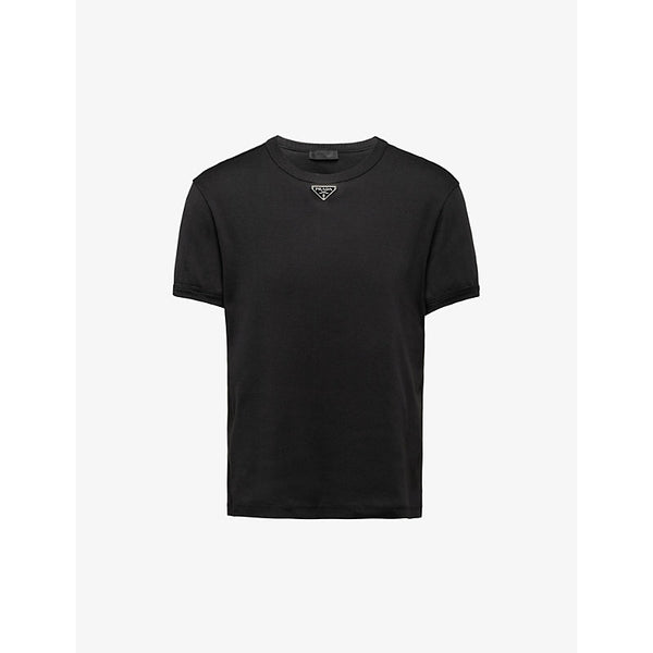  Prada Logo-plaque slim-fit cotton-jersey T-shirt