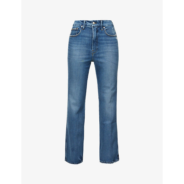  Good American Good Curve straight-leg high-rise stretch-denim jeans