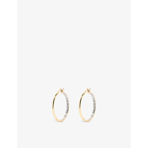 Yvonne Leon Paire de Creoles 18ct yellow-gold and 0.20ct round-brilliant diamond hoop earrings